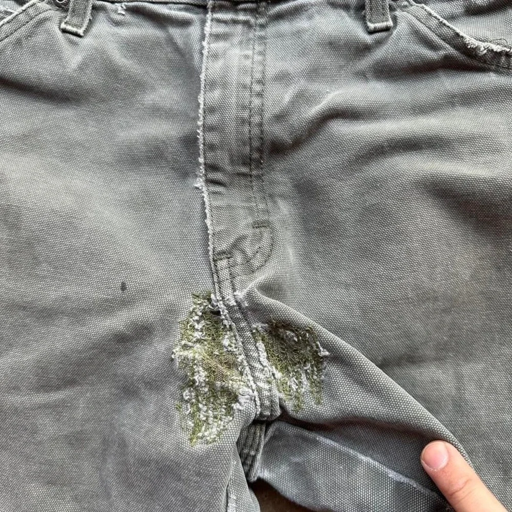 vintage 90s green dickie carpenter distressed faded pants